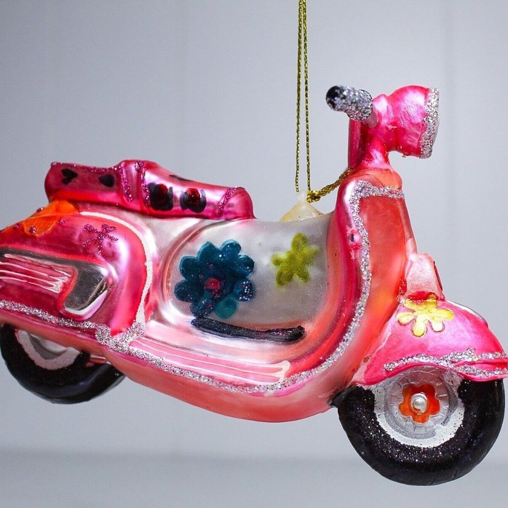 * Sparkle Scooter Ornament ~ Moped Hand Painted Style ~ Christmas Barbie…